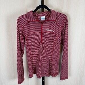 Columbia Washington State WSU Cougars Striped 1/4 Zip Pullover Red Gray Womens S